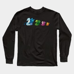 Multicolored dragons in single file Long Sleeve T-Shirt